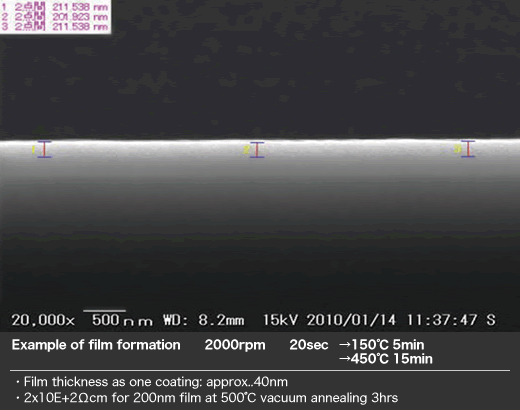 SEM image of IGZO spincoated film